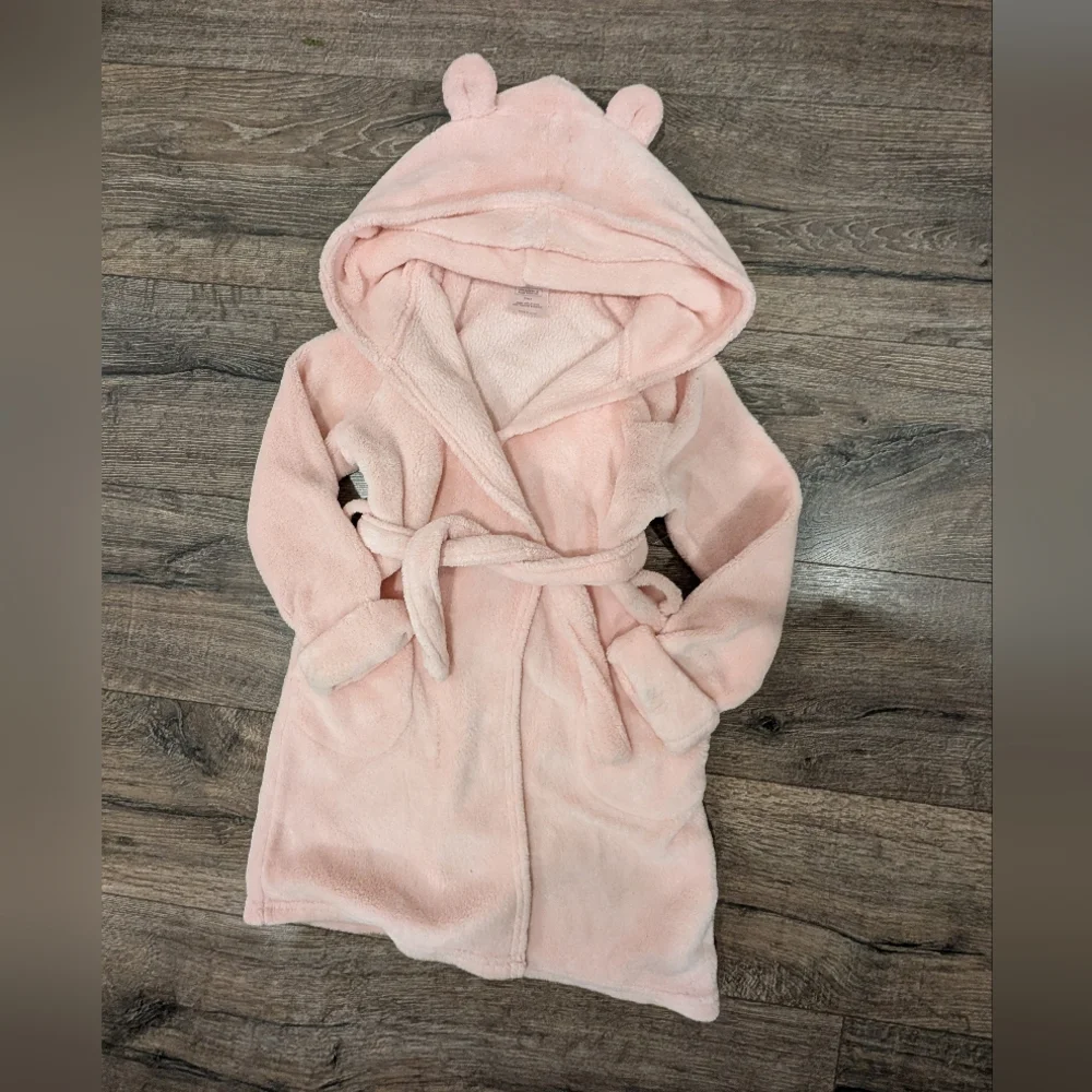 Gap Size 5 Robe Girls Soft Pink Hooded Bear Ears Cozy